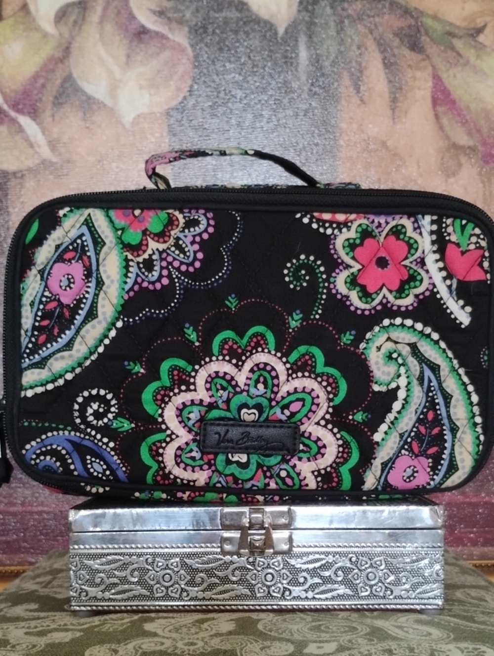 Vera Bradley Black Paisley Travel Cosmetic Bag